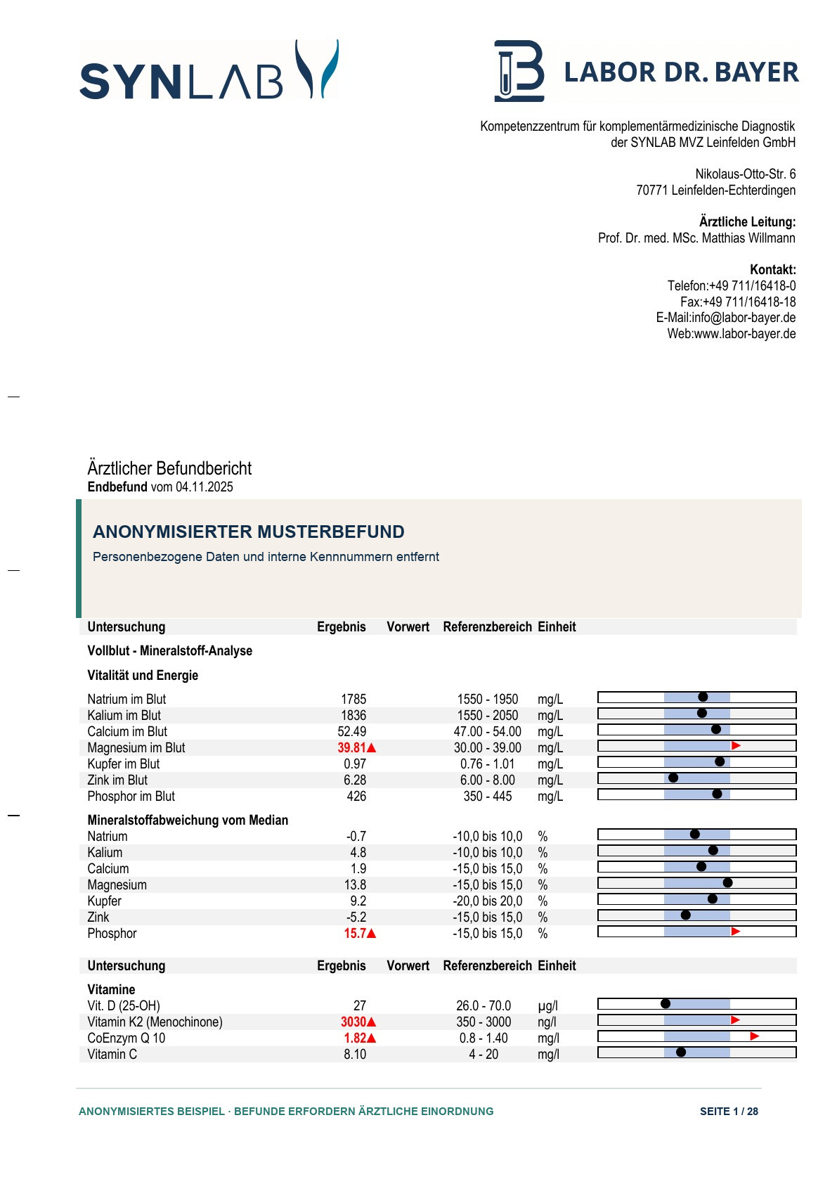 Anonymisierter Musterbefund, Seite 1 von 28
