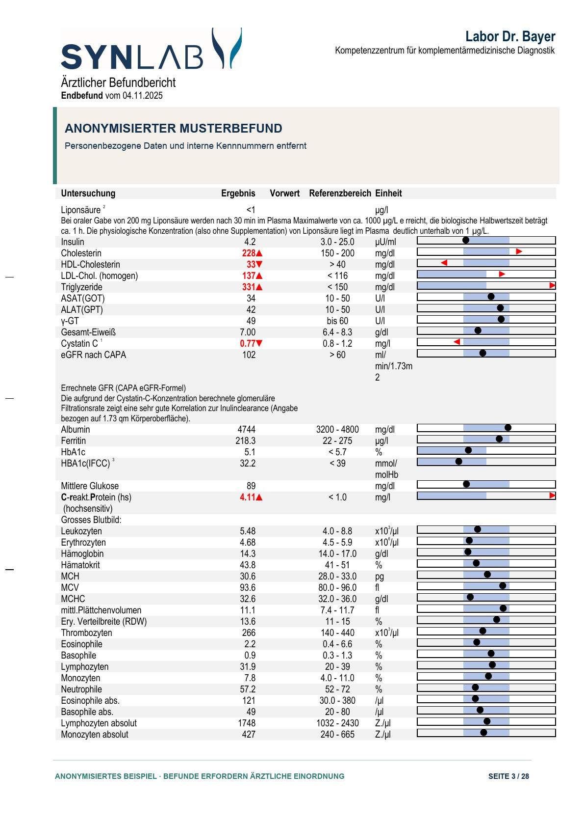 Anonymisierter Musterbefund, Seite 3 von 28