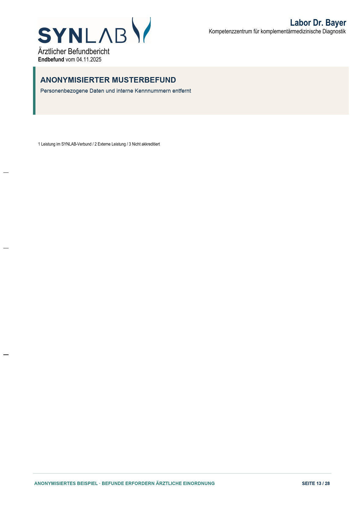 Anonymisierter Musterbefund, Seite 13 von 28