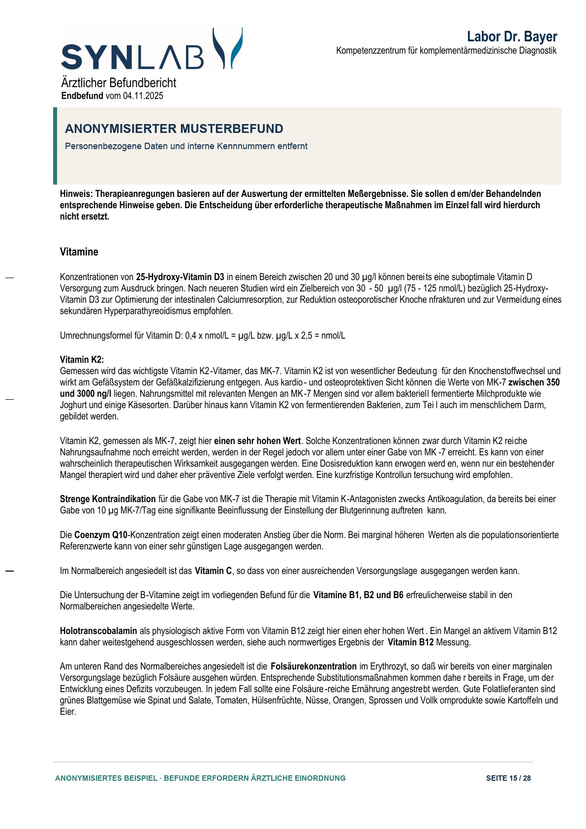 Anonymisierter Musterbefund, Seite 15 von 28