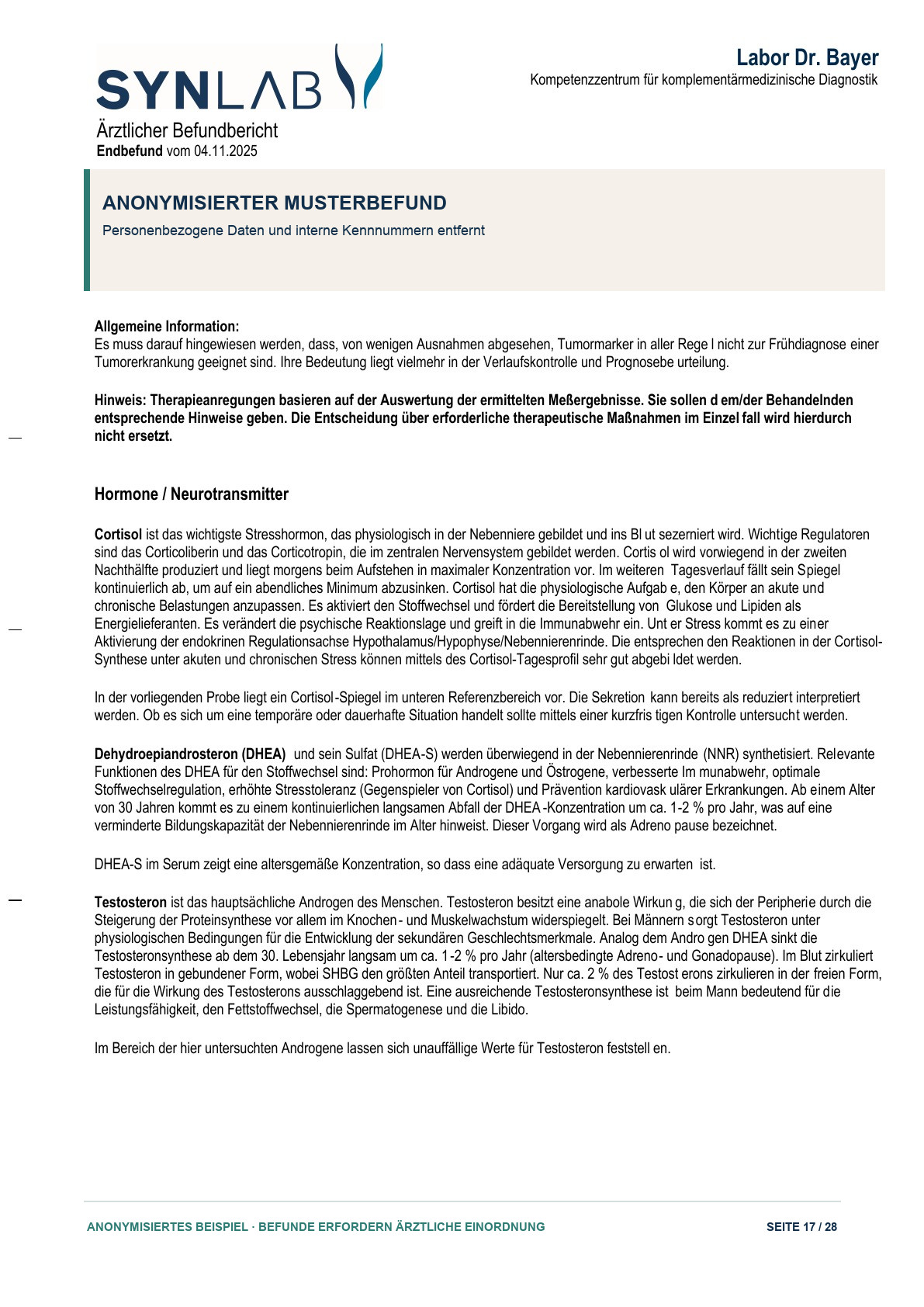 Anonymisierter Musterbefund, Seite 17 von 28