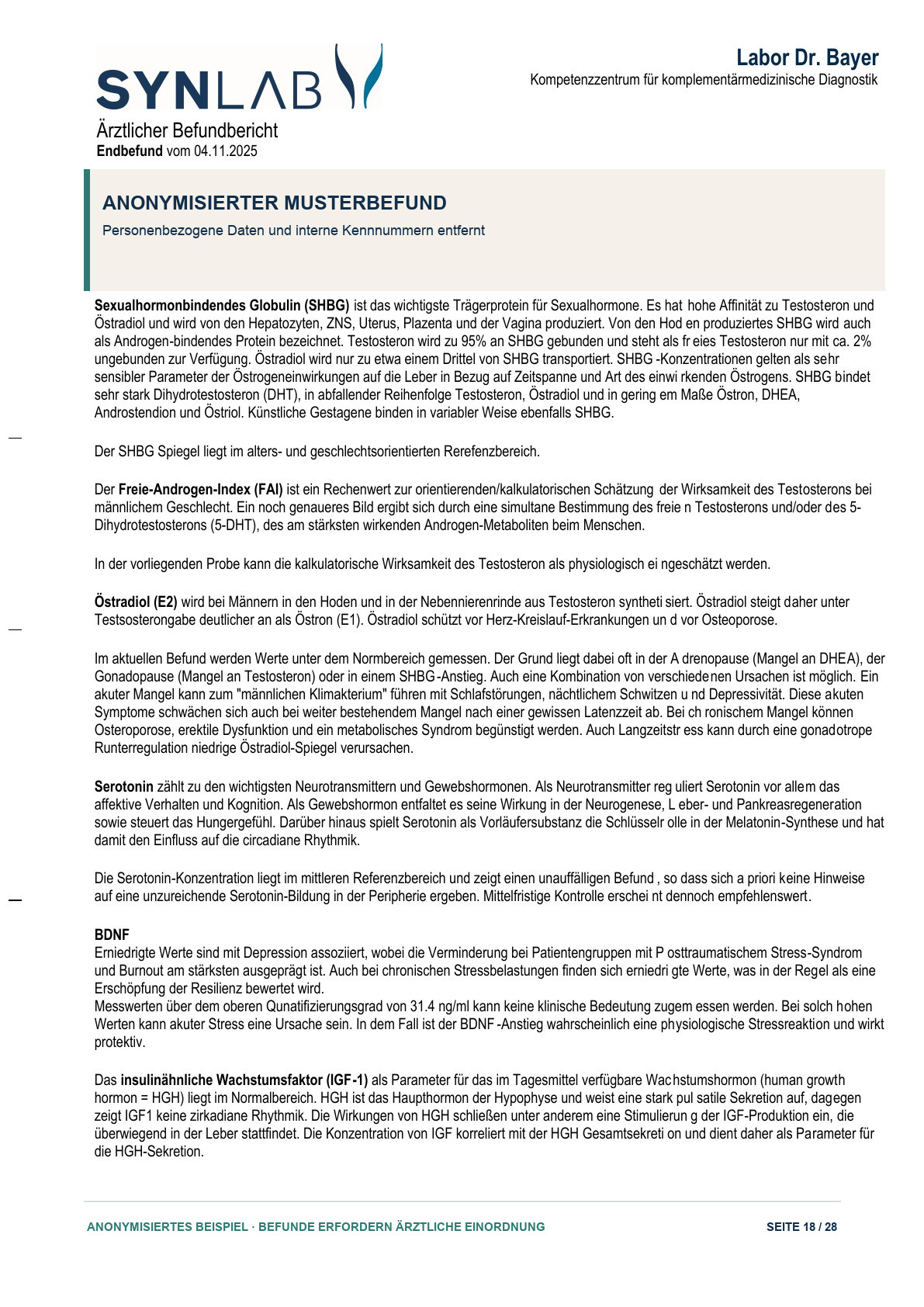 Anonymisierter Musterbefund, Seite 18 von 28