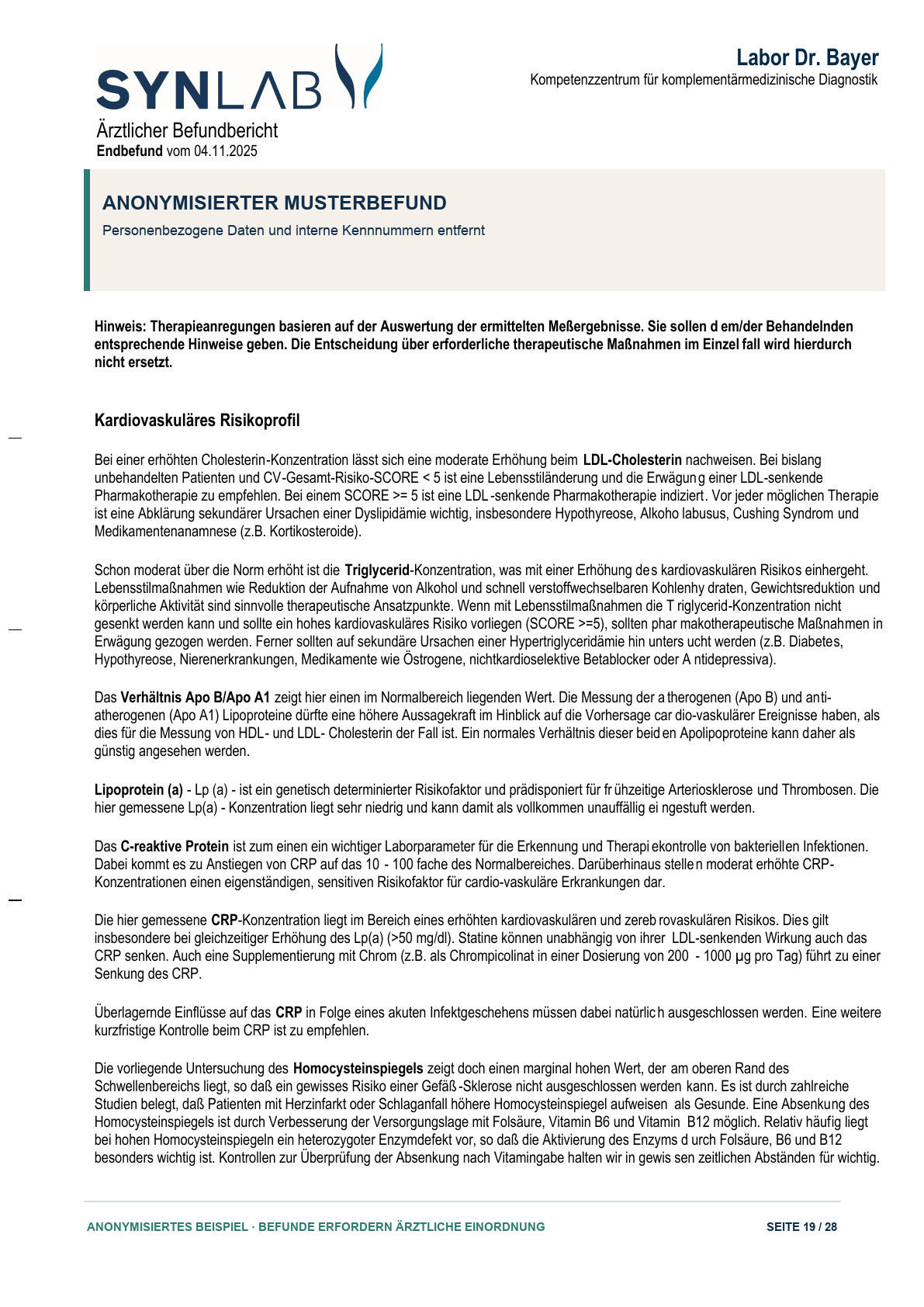 Anonymisierter Musterbefund, Seite 19 von 28