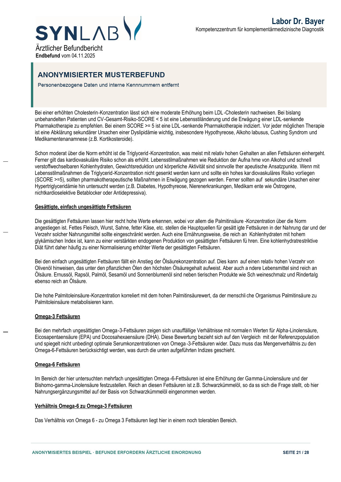 Anonymisierter Musterbefund, Seite 21 von 28