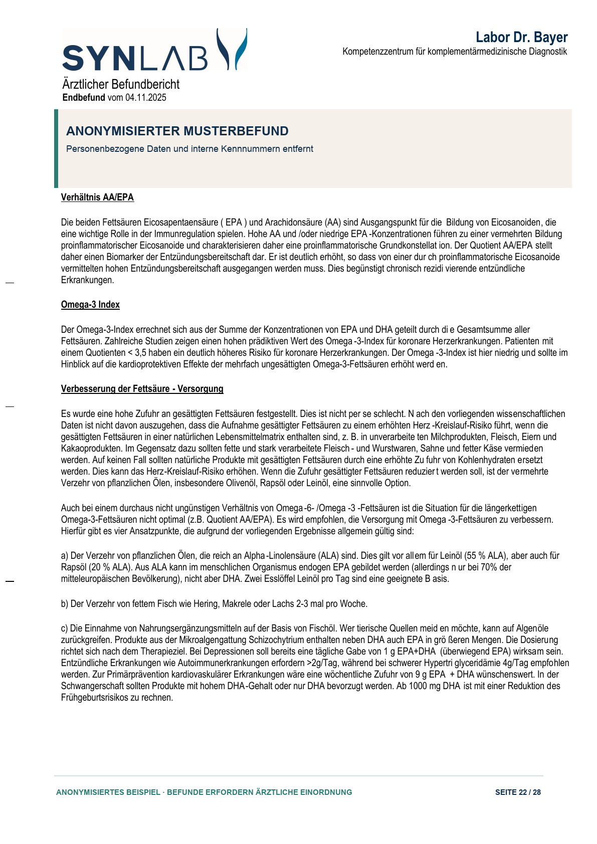 Anonymisierter Musterbefund, Seite 22 von 28