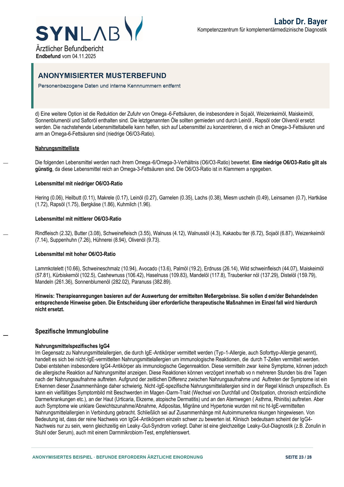 Anonymisierter Musterbefund, Seite 23 von 28