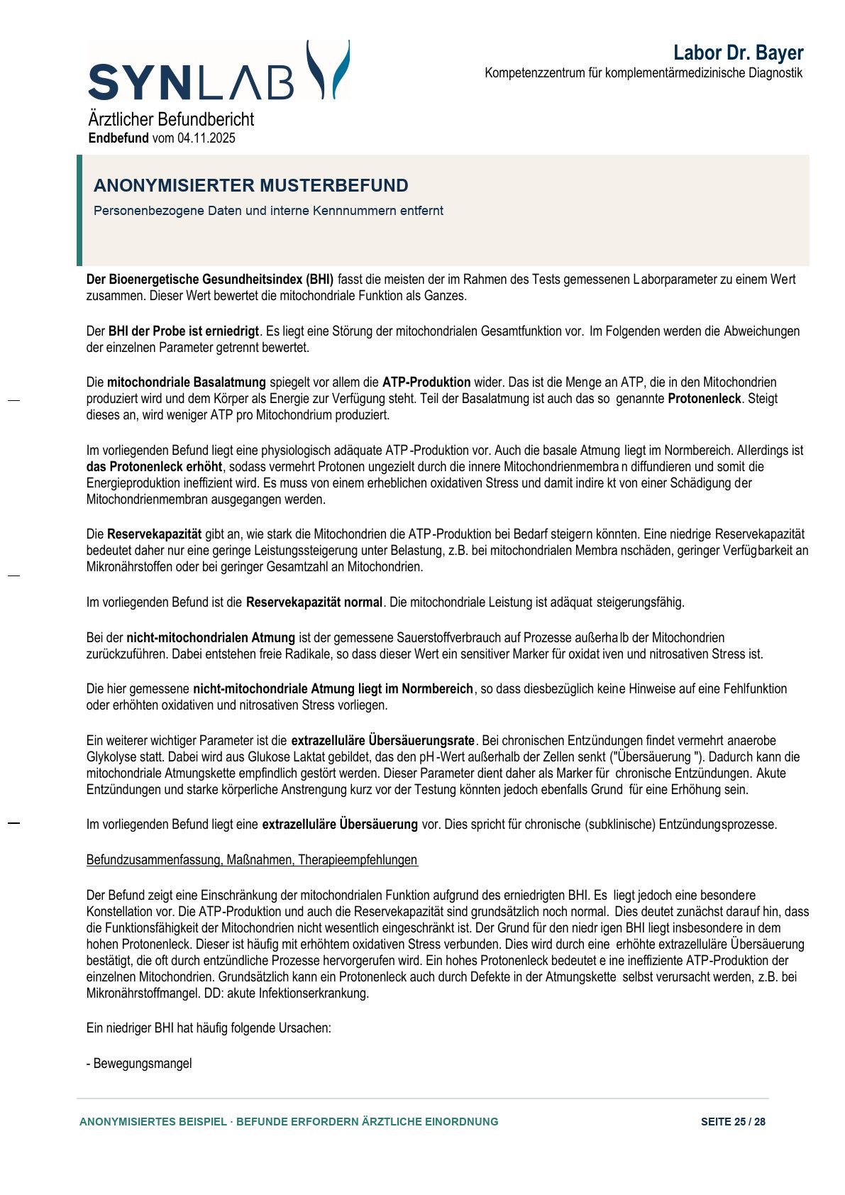 Anonymisierter Musterbefund, Seite 25 von 28