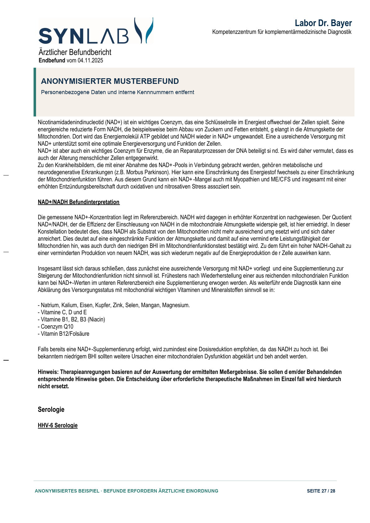 Anonymisierter Musterbefund, Seite 27 von 28