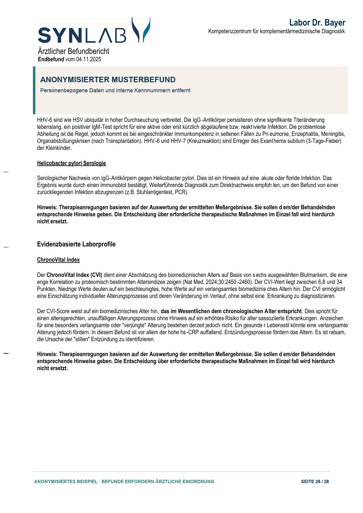 Anonymisierter Musterbefund, Seite 28 von 28