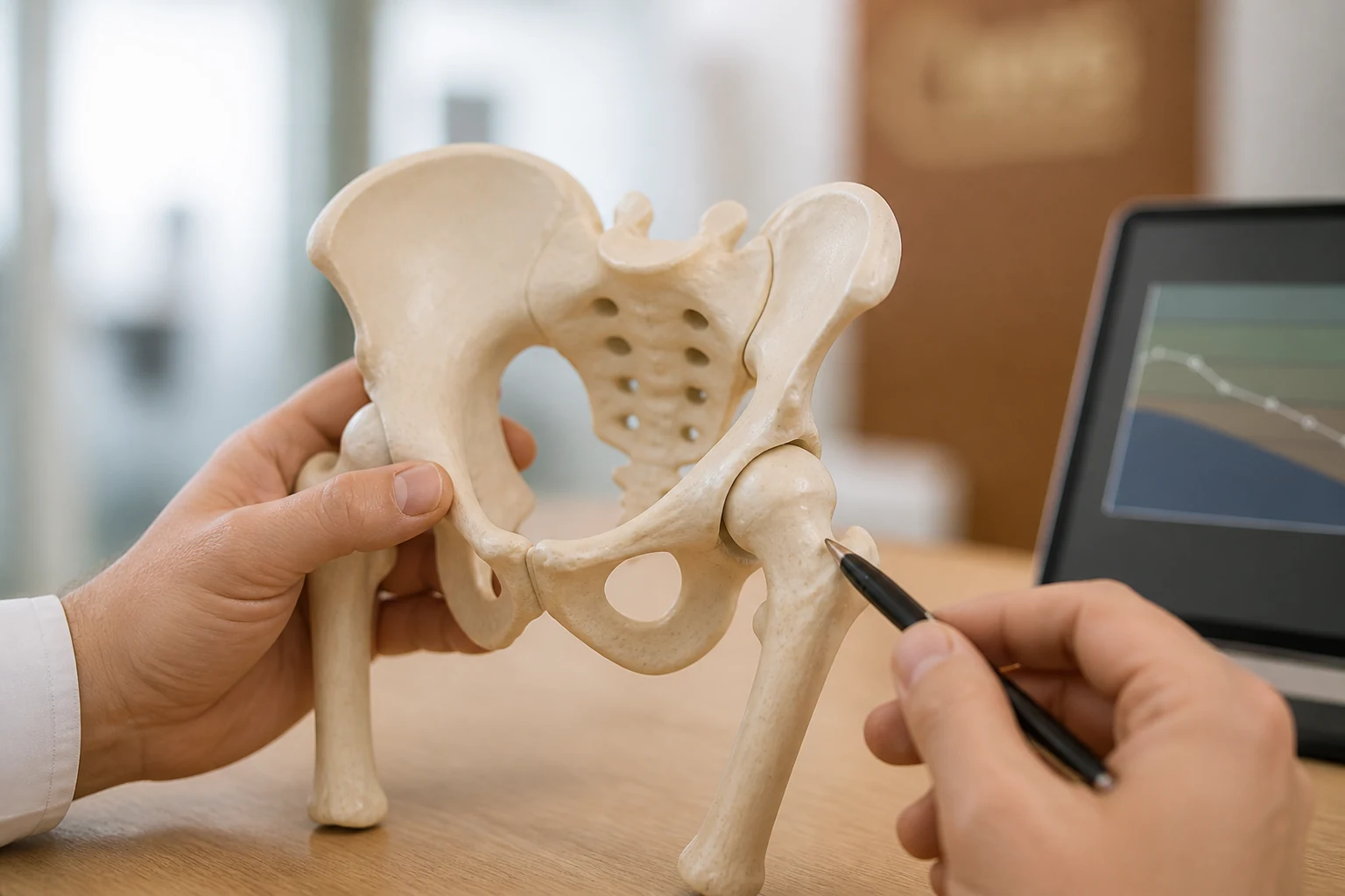 Nahaufnahme einer Untersuchung zur orientierenden Beurteilung der Knochengesundheit